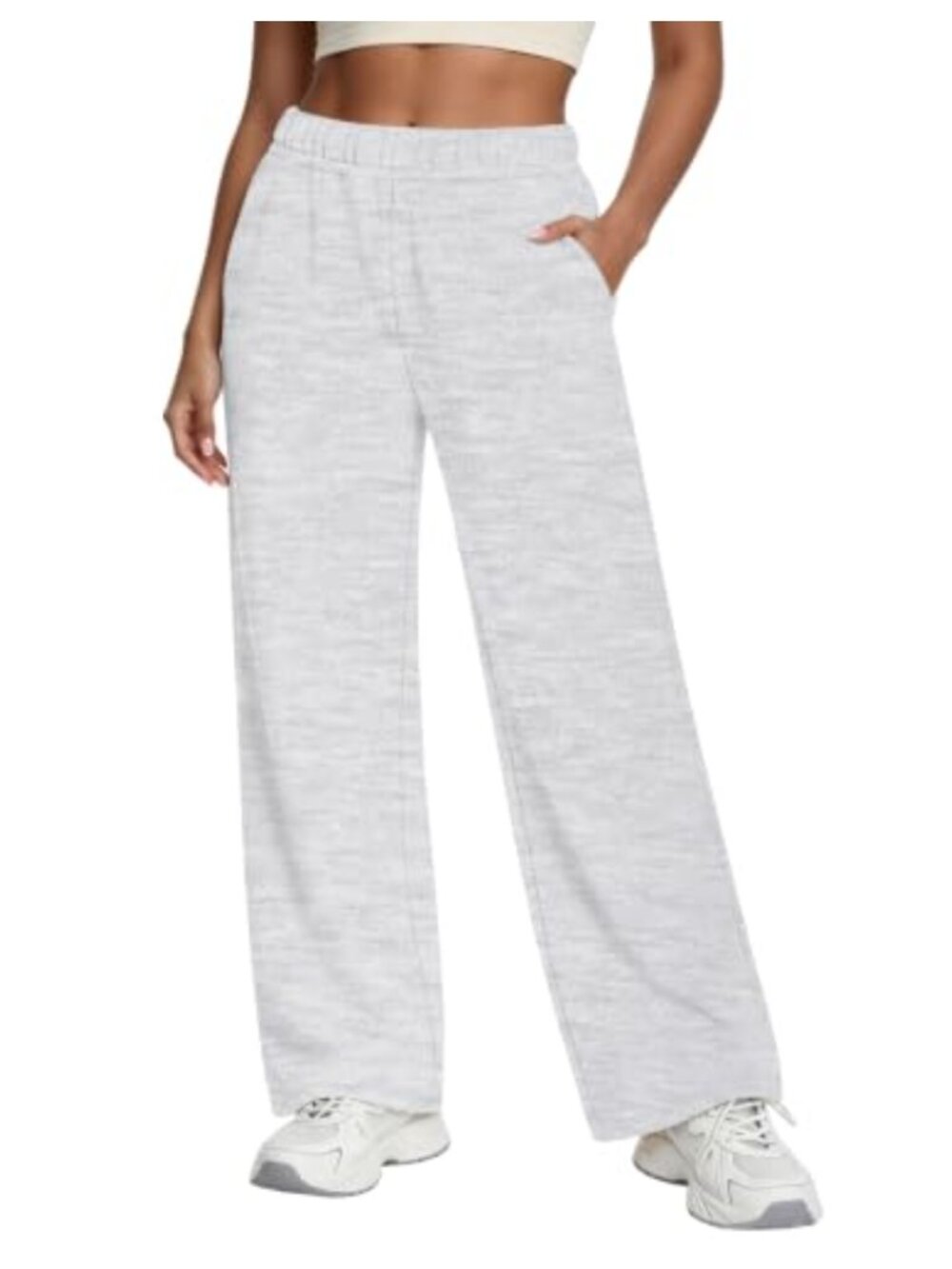 Wide Leg Fleece Lounge Sweatpants Women Deep Pockets Relaxed Fit Drawstring